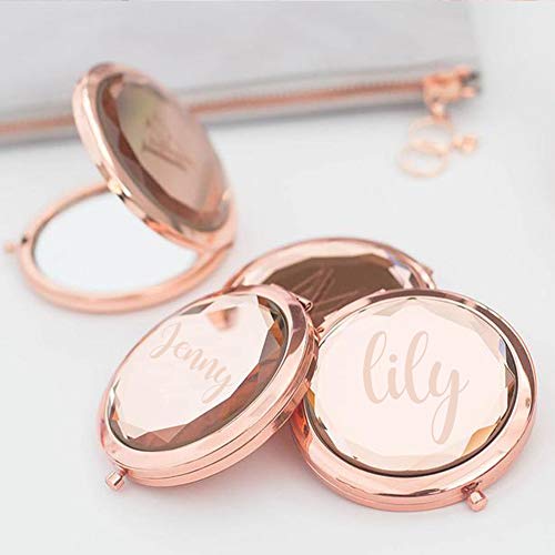 Clibeslty Personalized Bride Tribe Compact Mirrors Custom Graduation Travel Gifts for Her Rose Gold Compact Mirrors Bridesmaid Proposal Gifts Bridesmaid Christmas Graduation Gifts