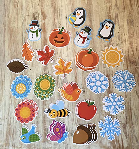 96 Pack - Spring, Fall, Winter Bulletin Board Classroom Decorations - Laminated