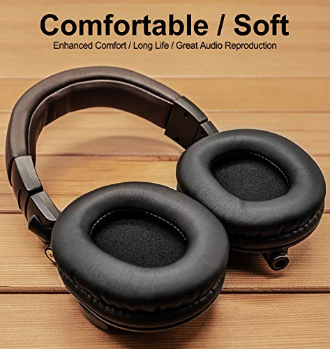 Replacement Ear Pads Compatible with ATH M50X M40X | Also Fits MDR 7506 / MDR V6 / MDR CD900ST / Stealth 600 & More | Ear Pads with Enhanced Memory Foam (Black)