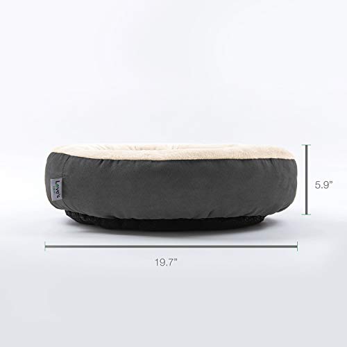 Love's cabin Round Donut Cat and Dog Cushion Bed, 20in Pet Bed for Cats or Small Dogs, Anti-Slip & Water-Resistant Bottom, Super Soft Durable Fabric Pet beds, Washable Luxury Cat & Dog Bed Dark Grey