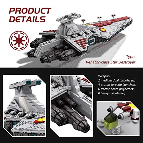Venator-Class Republic Attack Cruiser Building Kit MOC Model Toys Building Tiles for Creative Open-Ended Play Building Blocks for Kids and Adult 2565 PCS