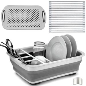 inovare designs collapsible dish drying rack & drainboard set - ideal for rvs, campers, kitchens, compact spaces - easy storage & cleaning - kitchen organizer & storage essential
