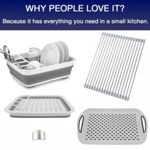 Inovare Designs Collapsible Dish Drying Rack & Drainboard Set - Ideal for RVs, Campers, Kitchens, Compact Spaces - Easy Storage & Cleaning - Kitchen Organizer & Storage Essential