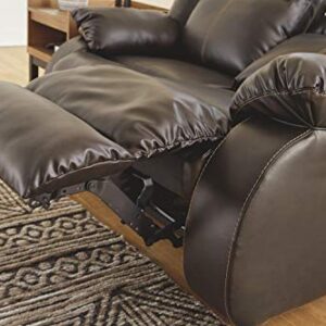 Signature Design by Ashley Denoron Faux Leather Power Reclining Loveseat with Adjustable Positions and USB Plug In, Gray