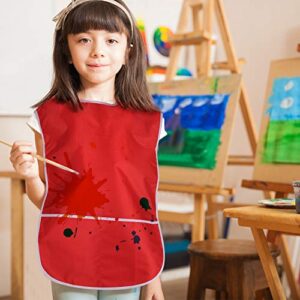 4 Pieces Art Smock for Kids Artist Smock Waterproof Painting Apron Painting Smocks for Children, 4 Colors (Red, Green, Gold, Royal Blue)