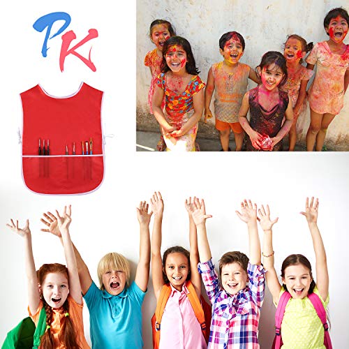 4 Pieces Art Smock for Kids Artist Smock Waterproof Painting Apron Painting Smocks for Children, 4 Colors (Red, Green, Gold, Royal Blue)