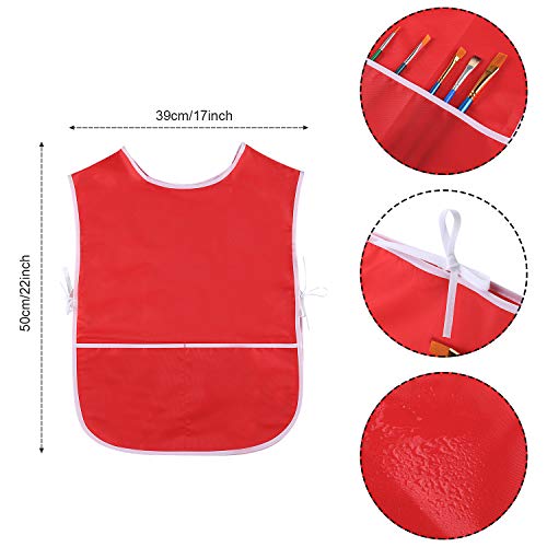 4 Pieces Art Smock for Kids Artist Smock Waterproof Painting Apron Painting Smocks for Children, 4 Colors (Red, Green, Gold, Royal Blue)