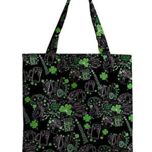 CowCow Reusable Mini Grocery Tote Bag Shamrock Black & Green St Patrick Beer Zipper Grocery Tote Bag