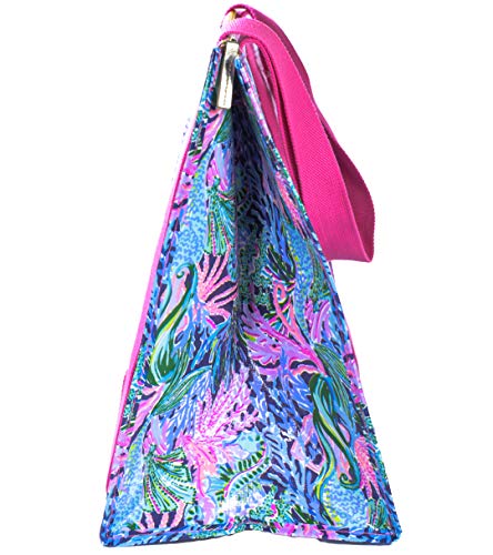 Lilly Pulitzer Insulated Market Shopper Bag Large Capacity, Oversize Reusable Grocery Tote with Thermal Insulated Interior, Bringing Mermaid Back