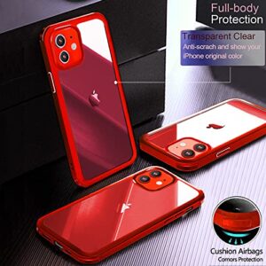 UBUNU iPhone 11 Case with Screen Protector [Built-in 9H Hard Tempered Glass], for Magsafe Clear Dual Layer 360 Full Body Protection for Men Women iPhone 11 Protective Phone Case Cover 6.1 inch, Red