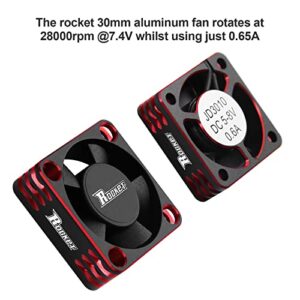 Motor Cooling Fan 30mm RC Model Heatsink 28000RPM ESC Cooling Fan for RC Car 1/8 1/10 1/12 Scale 540 550 Brushless Motor (Black+Red)