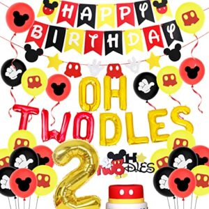 cartoon mouse 2nd birthday party supplies oh twodles party decorations cake topper balloon happy birthday banner felt garland