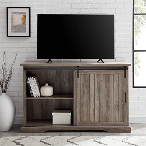 Walker Edison Modern Farmhouse Wood Grooved Door Buffet Sideboard Living Room Entryway Serving Storage Cabinet Doors-Dining Room Console, 56 Inch, Grey Wash