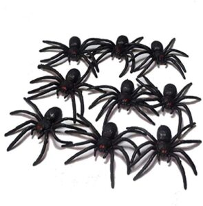 wendy mall 20pcs black plastic fake spider toys funny prank lifelike props for halloween party house decor (s)