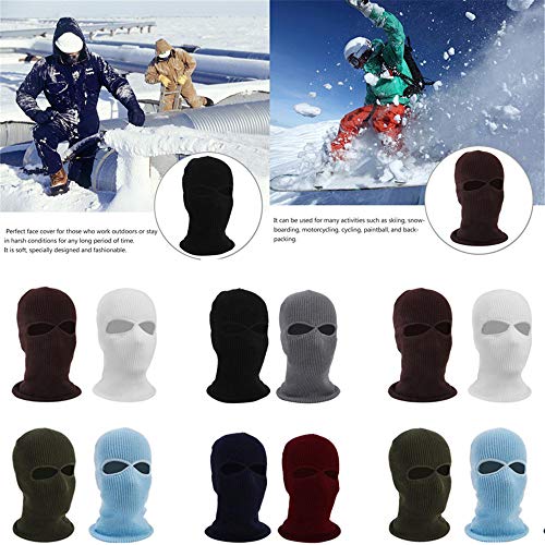 3 Colors New 3 Hole Full Face Cover Helmet Warm Soft Motorcycle Helmet Winter Knit Hat Ski Neck Gaiter Army Tactical Neck Gaiter Full Face Cap,Set2