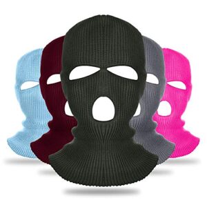 3 Colors New 3 Hole Full Face Cover Helmet Warm Soft Motorcycle Helmet Winter Knit Hat Ski Neck Gaiter Army Tactical Neck Gaiter Full Face Cap,Set2