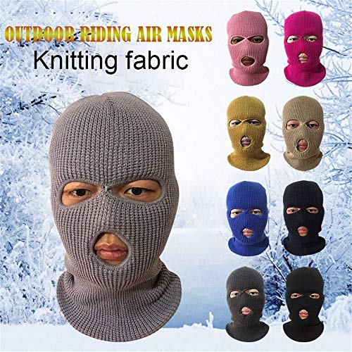 3 Colors New 3 Hole Full Face Cover Helmet Warm Soft Motorcycle Helmet Winter Knit Hat Ski Neck Gaiter Army Tactical Neck Gaiter Full Face Cap,Set2