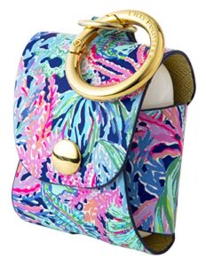 lilly pulitzer lilly pulitzer leatherette airpods holder, cute keychain case with access to charging port, bringing mermaid back bringing mermaid back one size