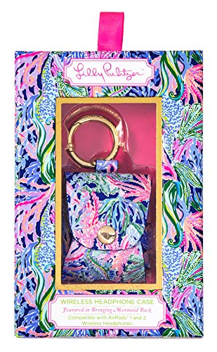 Lilly Pulitzer Lilly Pulitzer Leatherette AirPods Holder, Cute Keychain Case with Access to Charging Port, Bringing Mermaid Back Bringing Mermaid Back One Size