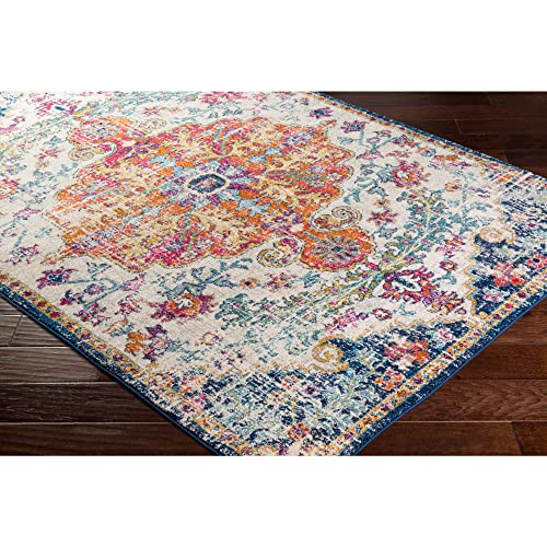 Artistic Weavers Odelia Vintage Bohemian Area Rug,10' Round,Orange/Navy