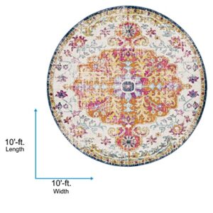 Artistic Weavers Odelia Vintage Bohemian Area Rug,10' Round,Orange/Navy