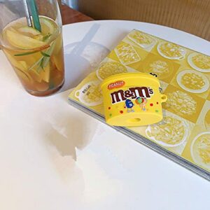 Compatible with Airpods Pro Case Cover, Cute 3D Funny Cartoon Food MM Chocolate Soft Silicone Protective Airpods 3 Cover,Stylish Chic Food Character Skin Keychain,for Girls Boys Teens Kids (Yellow)