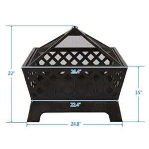 4 Angles Shaped Patio Fire Pit Outdoor Home Garden Backyard Firepit Bowl Fireplace