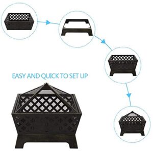 4 Angles Shaped Patio Fire Pit Outdoor Home Garden Backyard Firepit Bowl Fireplace