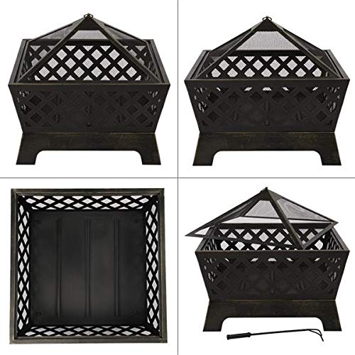 4 Angles Shaped Patio Fire Pit Outdoor Home Garden Backyard Firepit Bowl Fireplace