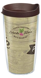 tervis made in usa double walled the office insulated tumbler cup keeps drinks cold & hot, 16oz, schrute farms