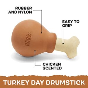 Barkbox Scented Food Themed Dog Toys & Chews, Tough Rubber & Nylon Super Chewer Treat Dispensing Puzzle Toys, Balls, & Teething Toys for Small, Medium, & Large Dogs & Puppies, Turkey Day Drumstick