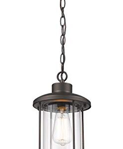 Rosient Outdoor Pendant Light, 1-Light Exterior Hanging Lantern Light Fixtures, Hanging Sconces Porch Lights with Oil Rubbed Bronze Finish