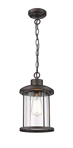 Rosient Outdoor Pendant Light, 1-Light Exterior Hanging Lantern Light Fixtures, Hanging Sconces Porch Lights with Oil Rubbed Bronze Finish