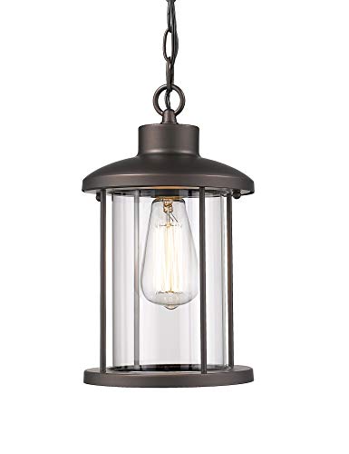 Rosient Outdoor Pendant Light, 1-Light Exterior Hanging Lantern Light Fixtures, Hanging Sconces Porch Lights with Oil Rubbed Bronze Finish