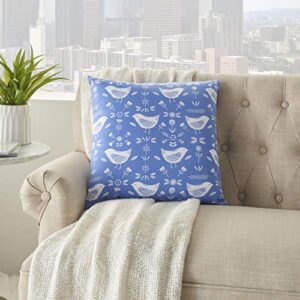 Mina Victory Life Styles Hummingbirds Blue 18" X 18" Throw Pillow