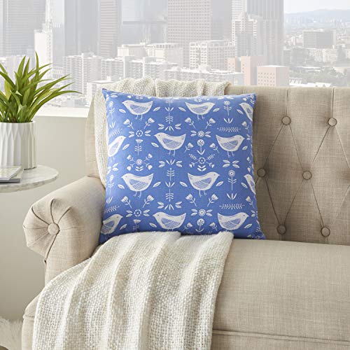 Mina Victory Life Styles Hummingbirds Blue 18" X 18" Throw Pillow