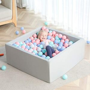 TRENDBOX Ball Pit 35.4x35.4x13.8in Square Baby Ball Pit Foam Ball Pit Ball Pool Indoor Ball Pits for Toddlers Kids Balls NOT Included - Light Gray