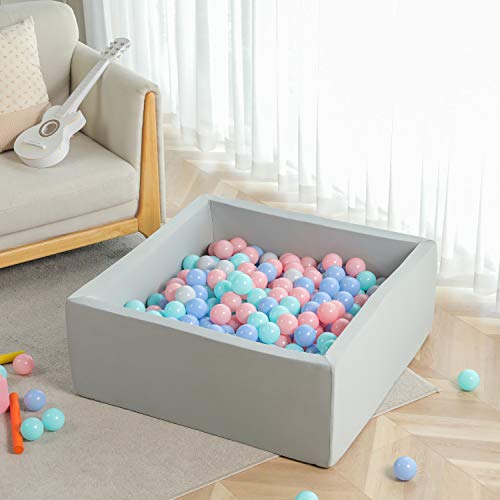 TRENDBOX Ball Pit 35.4x35.4x13.8in Square Baby Ball Pit Foam Ball Pit Ball Pool Indoor Ball Pits for Toddlers Kids Balls NOT Included - Light Gray