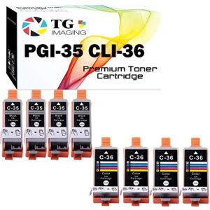 tg imaging (8 pack) compatible ink cartridge 4xblack 4xcolor pgi-35 cli-36 pgi35 cli36 for use in pixma ip100b ip100 ip110 mini260 pixma mini 320 inkjet printer
