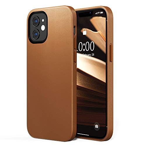 SURPHY Faux Leather Case for iPhone 12 case and iPhone 12 Pro case 6.1 inches 2020, Faux Leather Case Cover (with Microfiber Lining) Designed for iPhone 12 & 12 Pro (Brown)