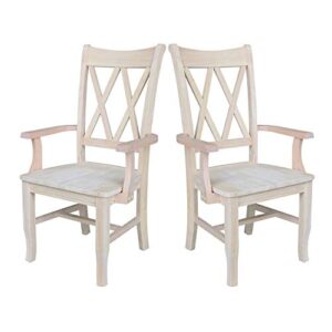 IC International Concepts Double X-Back Arms Dining Chairs, Height, Unfinished