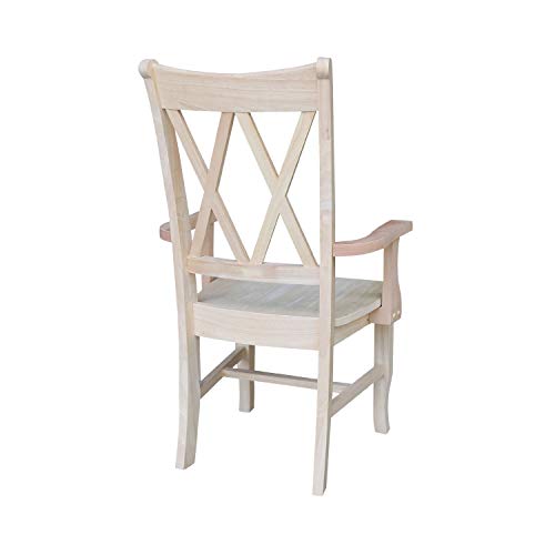 IC International Concepts Double X-Back Arms Dining Chairs, Height, Unfinished