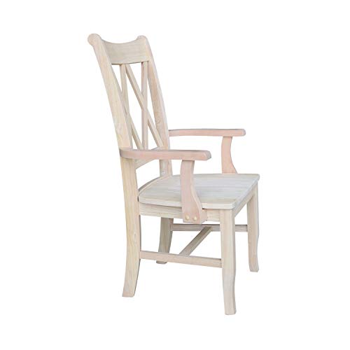 IC International Concepts Double X-Back Arms Dining Chairs, Height, Unfinished