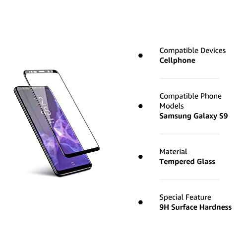 (2 Packs) Galaxy S9 Screen Protector Anti-Scratch, HD Clear, Case Friendly 3D Curved Protective Tempered Glass Compatible Samsung Galaxy S9