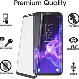 (2 Packs) Galaxy S9 Screen Protector Anti-Scratch, HD Clear, Case Friendly 3D Curved Protective Tempered Glass Compatible Samsung Galaxy S9