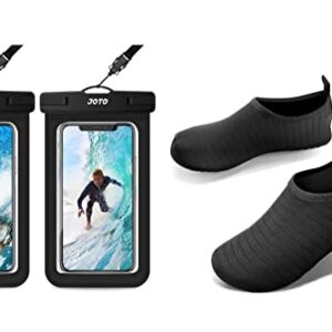 JOTO (2 Pack Universal Waterproof Pouch for iPhone 11 Pro Max, Galaxy S20 Note 10+ up to 6.9" Bundle with Water Shoes Quick-Dry Aqua Water Socks