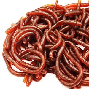cotiny 60 pieces fake earthworm faux trick toy plastic soft stretchy realistic earthworms simulated fishing lures baits for halloween decoration