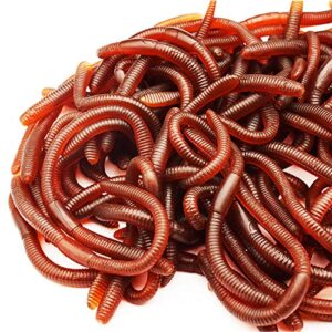 Cotiny 60 Pieces Fake Earthworm Faux Trick Toy Plastic Soft Stretchy Realistic Earthworms Simulated Fishing Lures Baits for Halloween Decoration