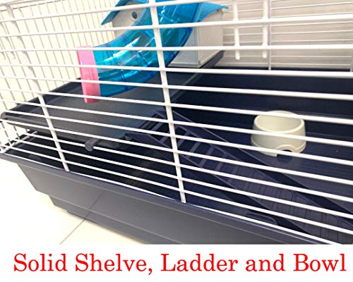 Large 2-Floor Hamster Small Animal Habitat Cage Home with Crossover Tubes Tunnels Hide House Running Wheel for Rodent Gerbil Mouse Mice