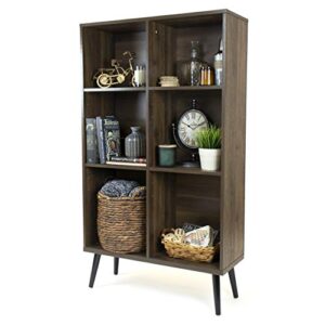 humble crew bookcase with adjustable shelving storage bookshelf, dark wood/black